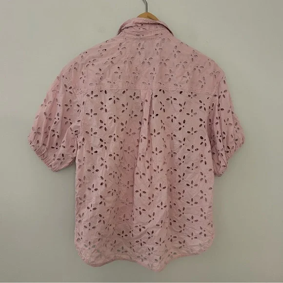 J. Crew Spring Garden Eyelet Blouse Pink Purple - Picture 5 of 8